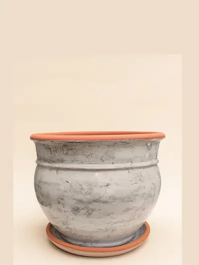 Beyaz Mermer Sırlı No 2  Ø20cm - Saksilar - Lalezar Botanik