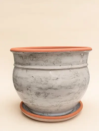 Beyaz Mermer Sırlı No 4  Ø27cm - Saksilar - Lalezar Botanik