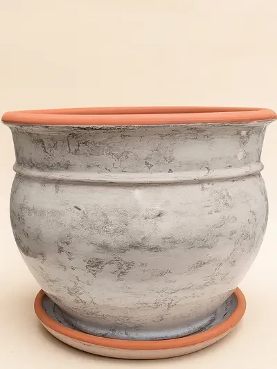 Beyaz Mermer Sırlı No 6 Ø35cm - Saksilar - Lalezar Botanik