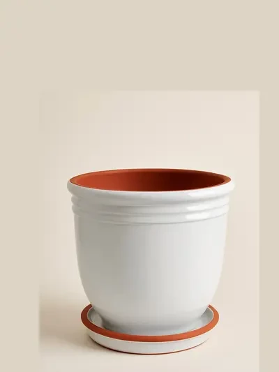 Beyaz Sırlı Saksı No 2 Ø20cm - Saksilar - Lalezar Botanik