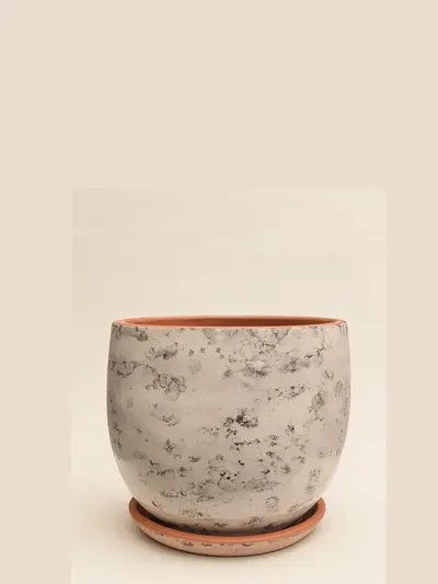 Krem Mermer Sırlı No 2 Ø20cm - Saksilar - Lalezar Botanik