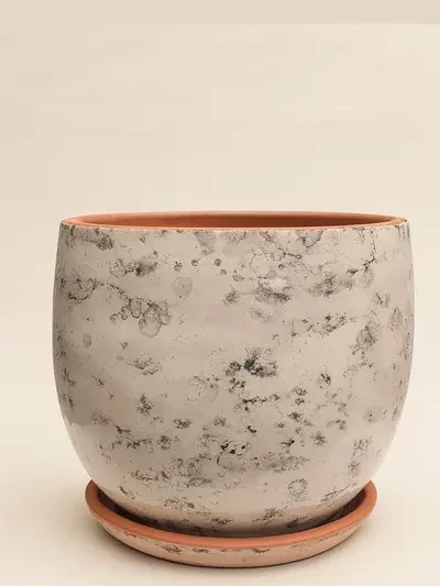 Krem Mermer Sırlı No 4 Ø27cm - Saksilar - Lalezar Botanik