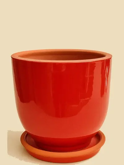 Kırmızı Sırlı Saksı No 4 Ø27cm - Saksilar - Lalezar Botanik