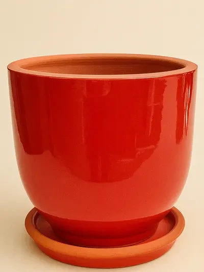 Kırmızı Sırlı Saksı No 6 Ø35cm - Saksilar - Lalezar Botanik