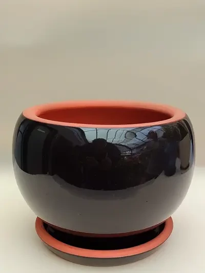 Siyah Sırlı Silindir No 1 Model 2 Ø14cm - Saksilar - Lalezar Botanik