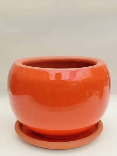 Turuncu Sırlı No 1 Model 2 Ø14cm - Saksilar - Lalezar Botanik