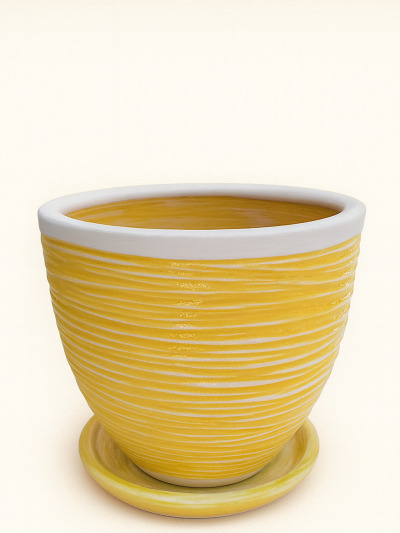 Sarı Çizgili Çift Sırlı No 4 Ø27cm -  Saksilar - Lalezar Botanik