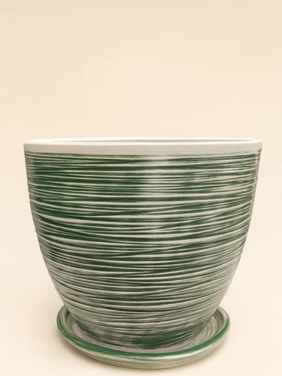 Yeşil Çizgili Sırlı No 4 Ø27cm -  Saksilar - Lalezar Botanik