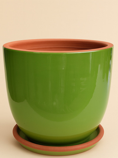 Yeşil Sırlı Saksı No 6 Ø35cm -  Saksilar - Lalezar Botanik