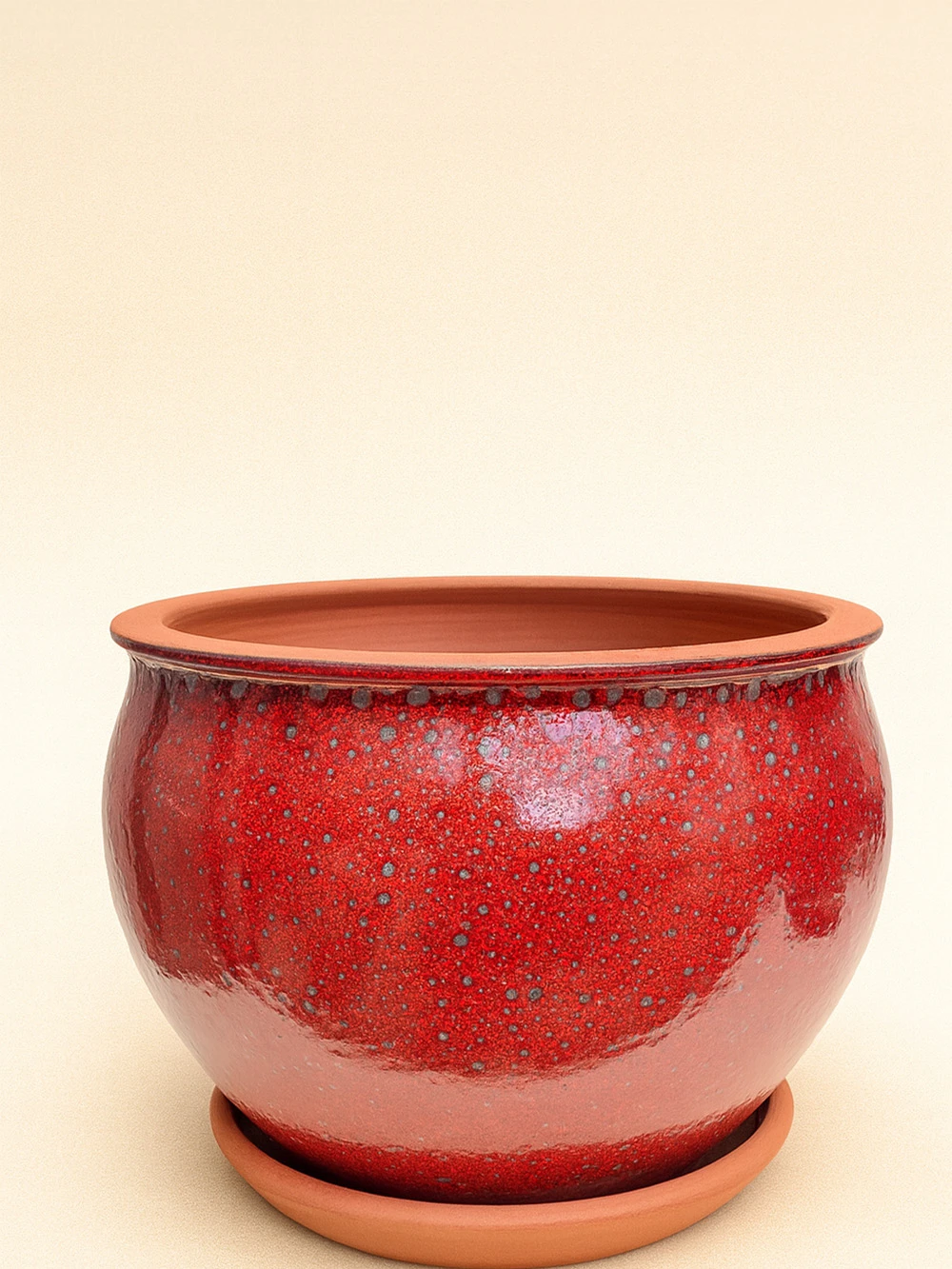 Kırmızı Desenli Sırlı No 4 Ø27cm - Saksilar - Lalezar Botanik
