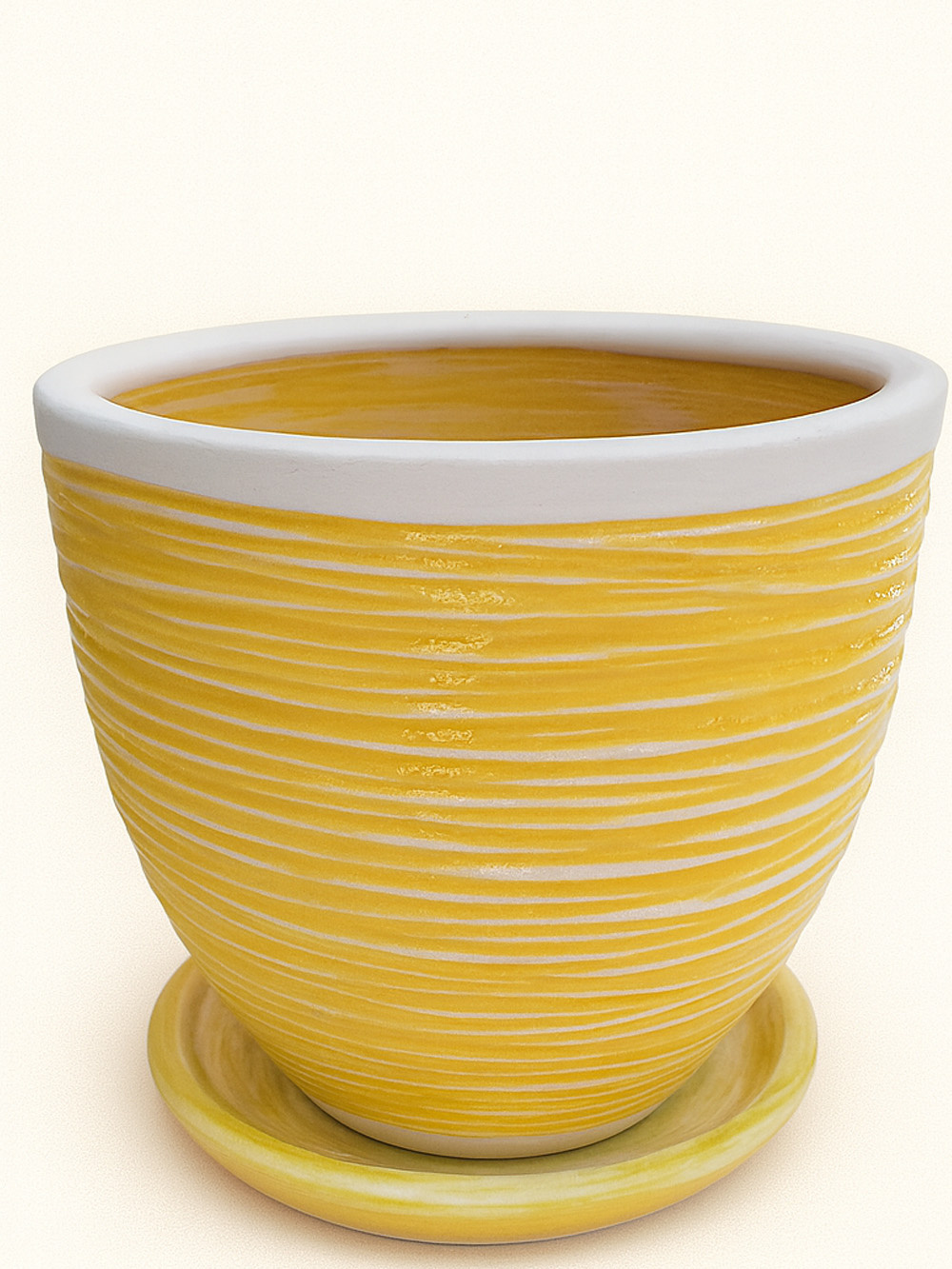 Sarı Çizgili Çift Sırlı No 6 Ø35cm Sarı Çizgili Çift Sırlı No 6 Ø35cm - saksilar - Lalezar Botanik