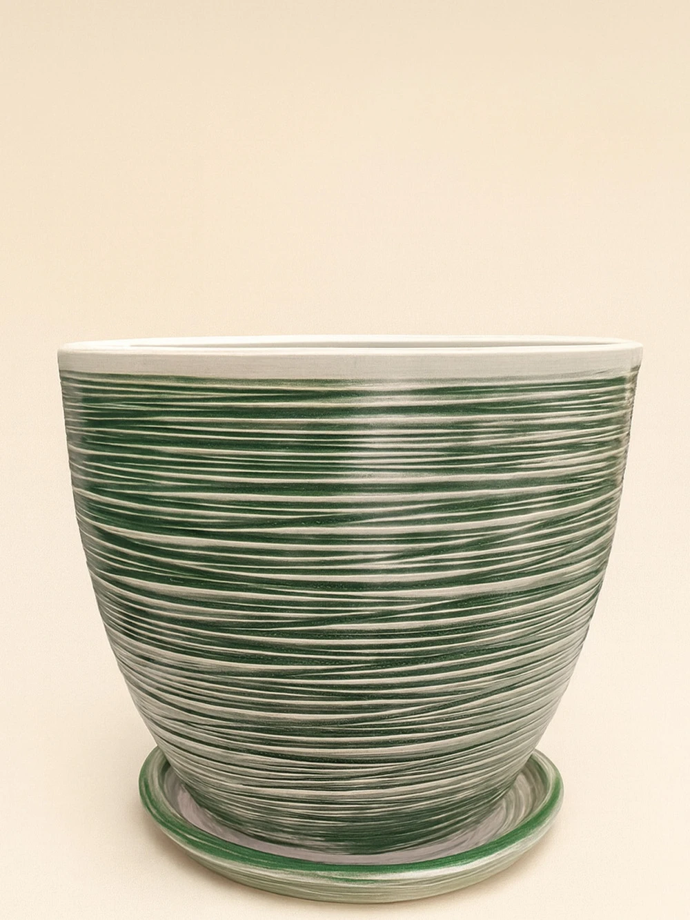 Yeşil Çizgili Sırlı No 4 Ø27cm - saksilar - Lalezar Botanik