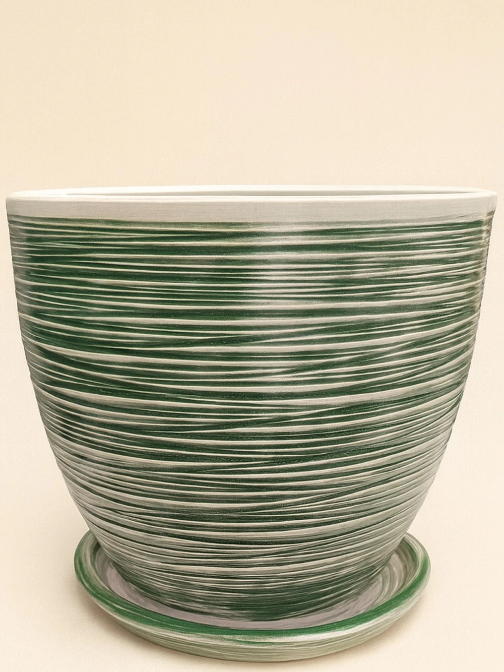 Yeşil Çizgili Sırlı No 6 Ø35cm - saksilar - Lalezar Botanik