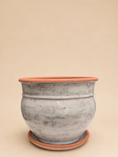 Beyaz Mermer Sırlı No 2  Ø20cm - Saksilar - Lalezar Botanik