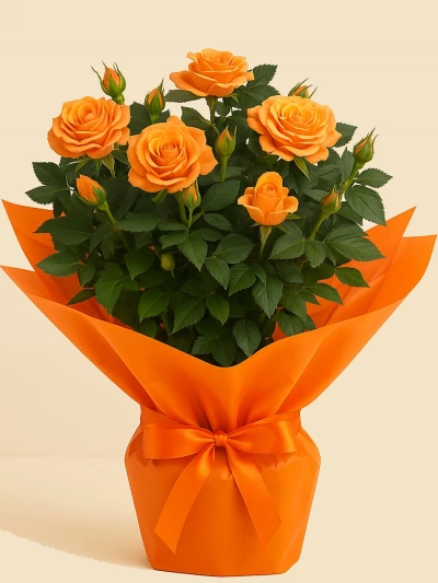 Gül Rosa Turuncu Hediye Paketli 25-30cm