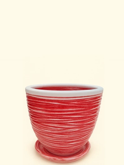 Kırmızı Çizgili Çift Sırlı No 2 Ø20cm