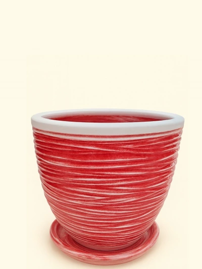 Kırmızı Çizgili Çift Sırlı No 4 Ø27cm