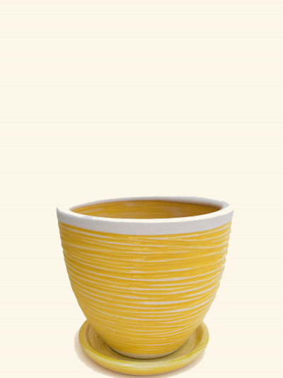Sarı Çizgili Çift Sırlı No 2  Ø20cm