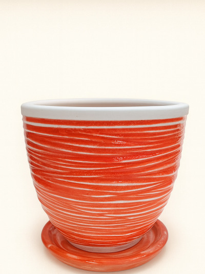 Turuncu Çizgili Çift Sırlı No 4 Ø27cm