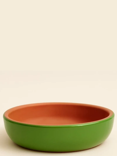 Yayvan Sırlı Saksı Yeşil Ø21cm