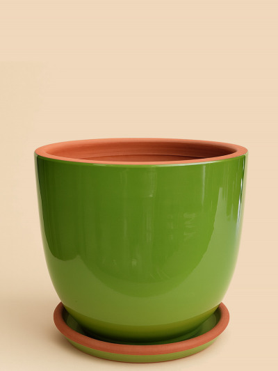Yeşil Sırlı Saksı No 4 Ø27cm