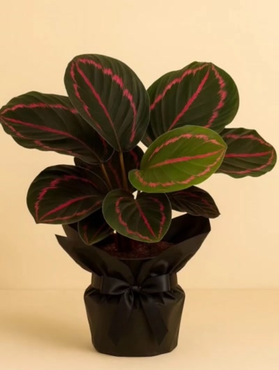 Calathea Roseopicta Dark Dua Çiçeği Hediye Paketli