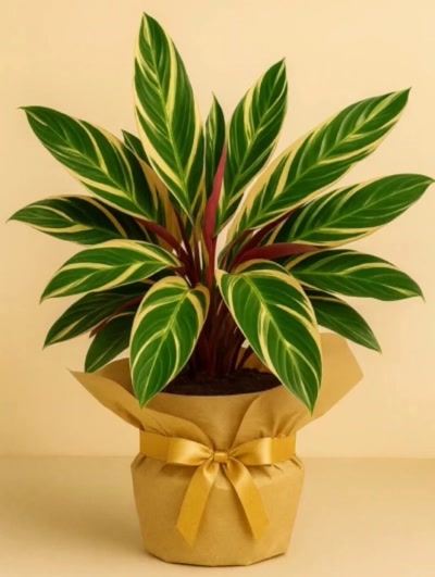 Calathea Trio Star Dua Çiçeği Hediye Paketli